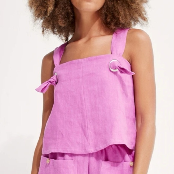 Back Beat Co. Tops - Back Beat Co. Linen Knot Cami in Cyber